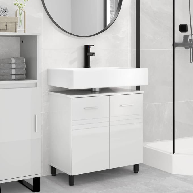 vidaXL - Badkamer - vaniteitsunit - Hoogglans - Wit - 60 - x - 35 - x - 60 - cm