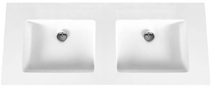 Bagnotti Beta Solid Surface Dubbele Wastafel - 120cm - Zonder Kraangat - Acryl Wit