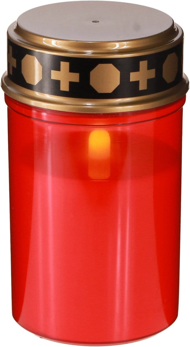 LED grafkaars rood voor buiten met vlam-effect 12,5cm