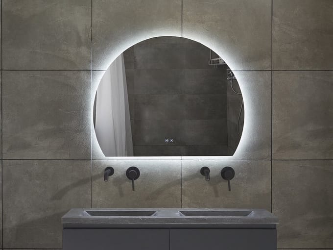 Mawialux LED Badkamerspiegel - Dimbaar - 100x80cm - Halfrond - Verwarming - Touchscreen - Hannah