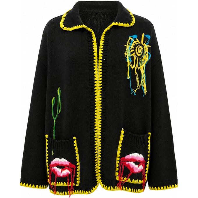 Cardigan vrouw Akep met contrasterende rand