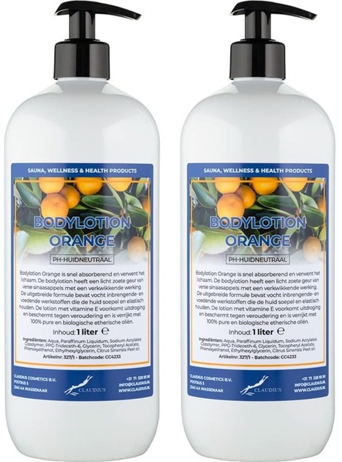 Bodylotion Orange 1 Liter - met gratis pomp - set van 2 stuks