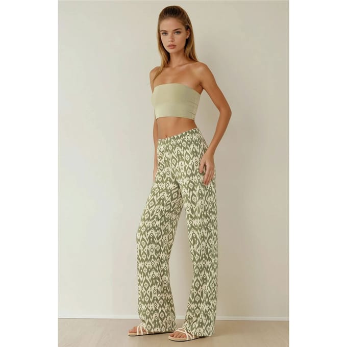 Hoge Taille Wijde Pantalon met Patroon
