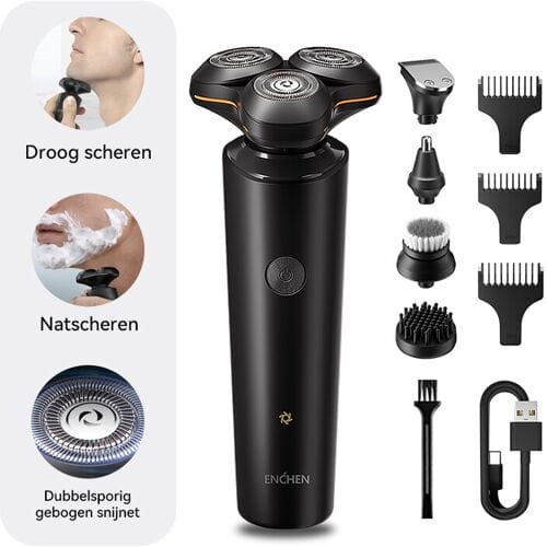 ENCHEN X8S-C Multifunctioneel elektrisch scheerapparaat met 4 verwisselbare opzetstukken, draagbare baardtrimmer voor mannen, 1 stuk