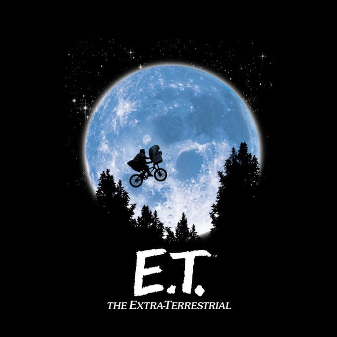 E.T. Maan Silhouet T-shirt - Zwart - M