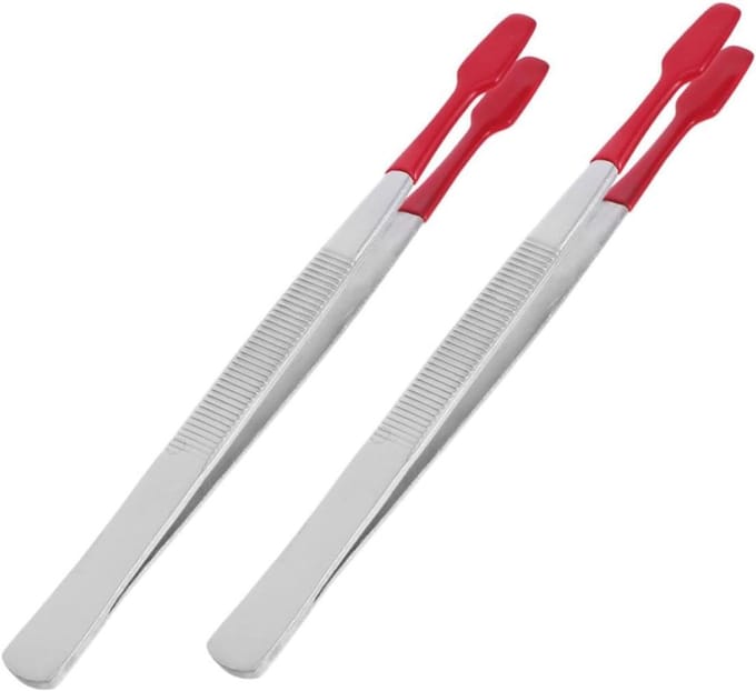 Pincet Set - Verzamelgereedschap - Postzegels Hanteren - Rubberen Tips - 11 cm Lengte - Multi