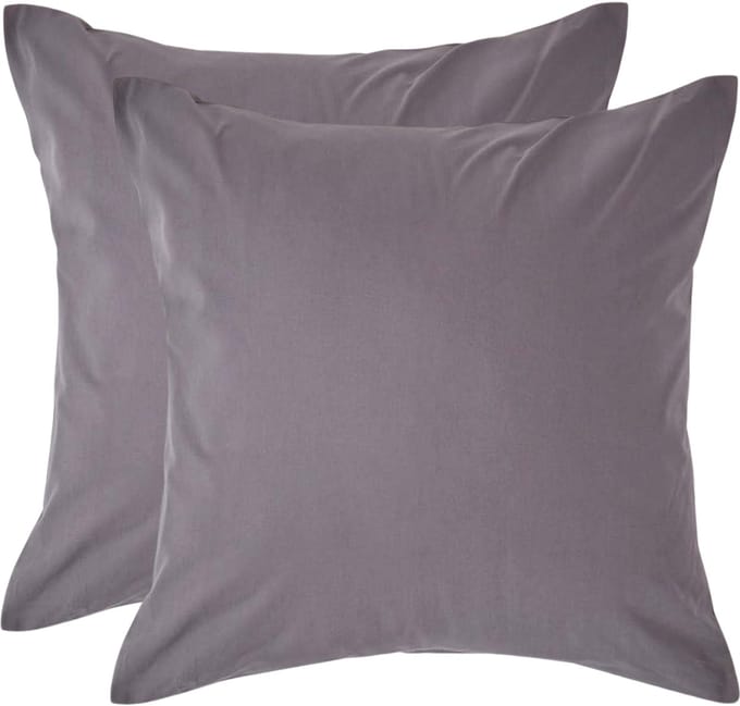 Homescapes Kussensloop 40x40 cm Set van 2 – Donkergrijs – 100% Egyptisch Perkal Katoen – 200 TC