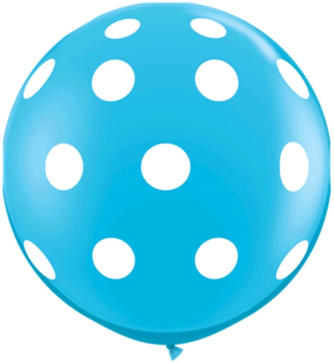 90cm lichtblauwe ballon met witte stippen / 1 stk / Qualatex PRO
