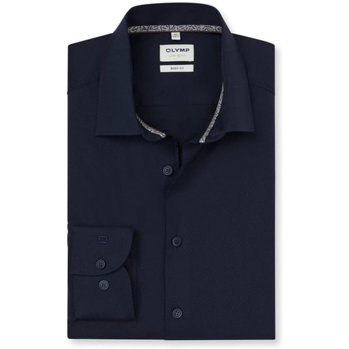OLYMP Level Five Overhemd, Body Fit, Kent, Marineblauw