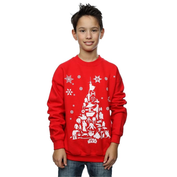 Star Wars Sweatshirt met kerstboom voor jongens (Rood)