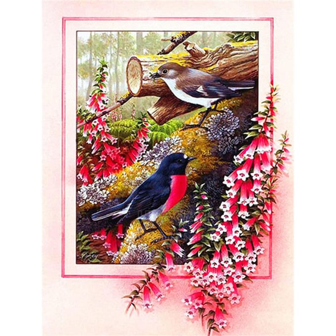 Peinture diamant thème oiseau, broderie 5d, image en strass, décoration de la maison 20X30CM beige