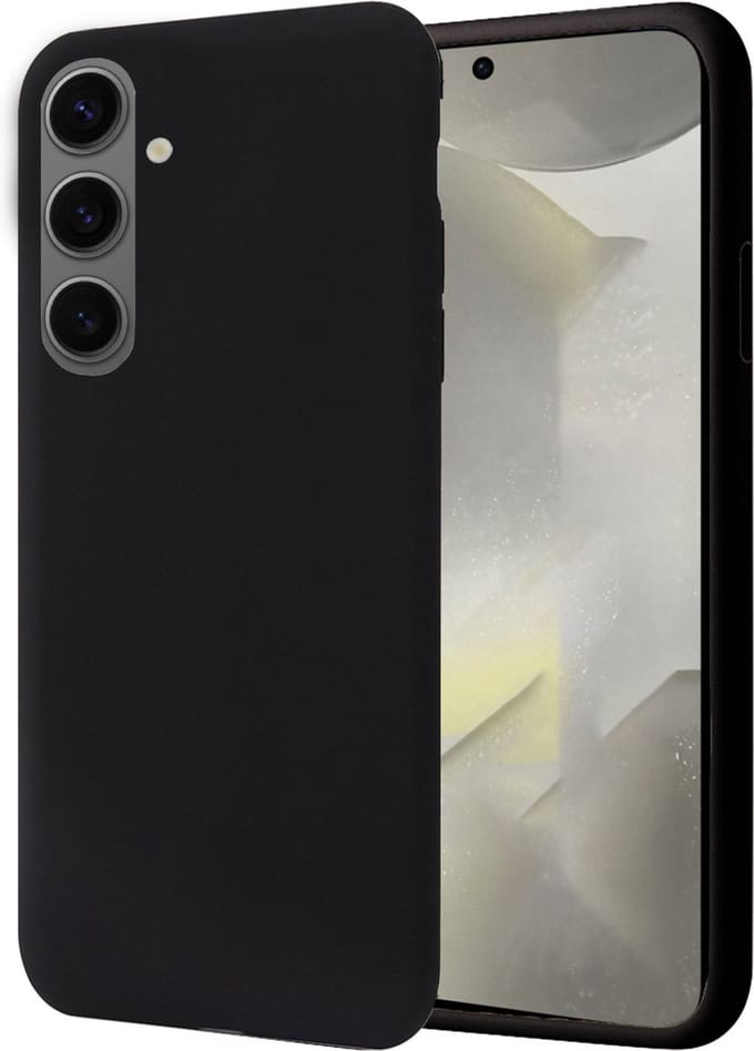Geschikt voor Samsung Galaxy S24 Plus - Hoesje- Suède Back Cover Case Zwart