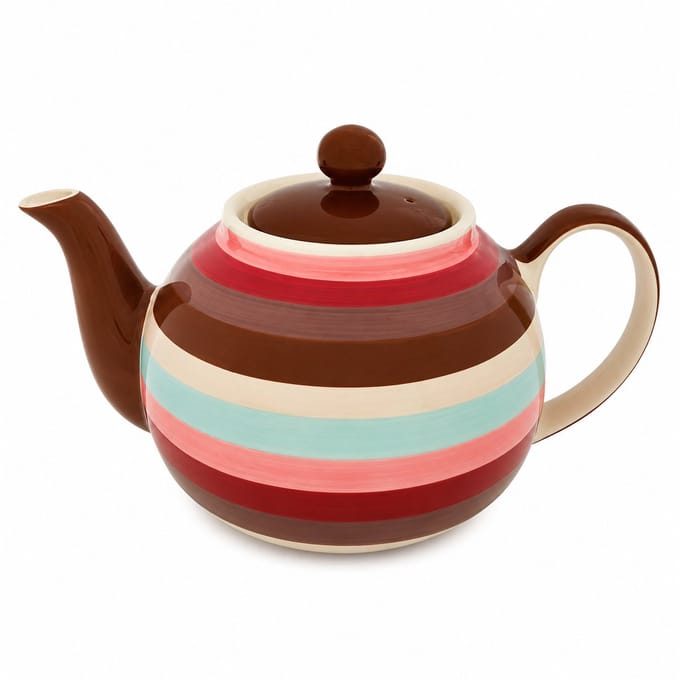 Theepot gekleurde strepen 1200 ml - Handgemaakt - Keramiek