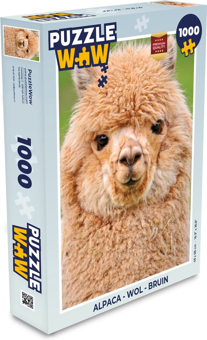 Puzzel Alpaca - Wol - Bruin - Legpuzzel - Puzzel 1000 stukjes volwassenen