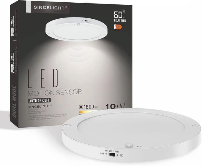 PIR Bewegingssensor LED Plafondlamp 18W - Automatisch AAN/UIT, Bewegingsgeactiveerd, Warm Wit 2700K, 2 Mode Instellingen