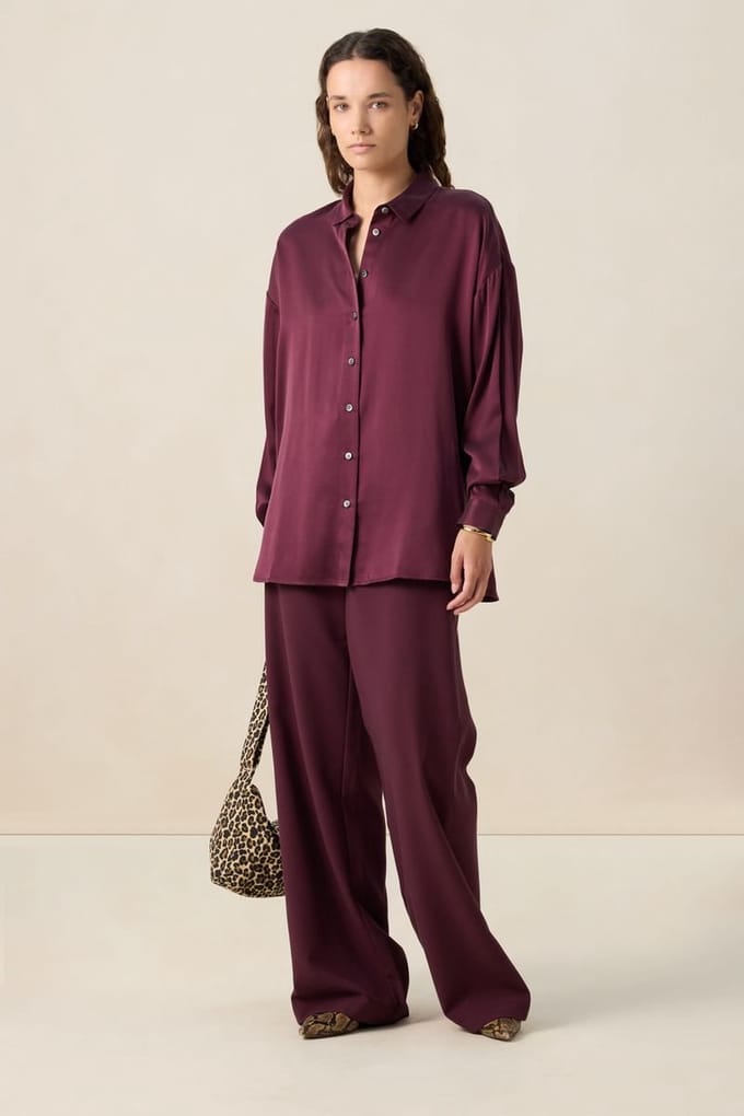Sissy-Boy - Donkerrode high waist wide leg broek