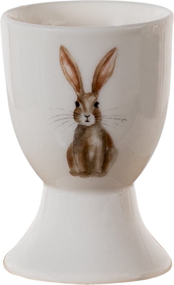 Clayre & Eef Eierdopje 40 ml Beige Bruin Porselein Konijn