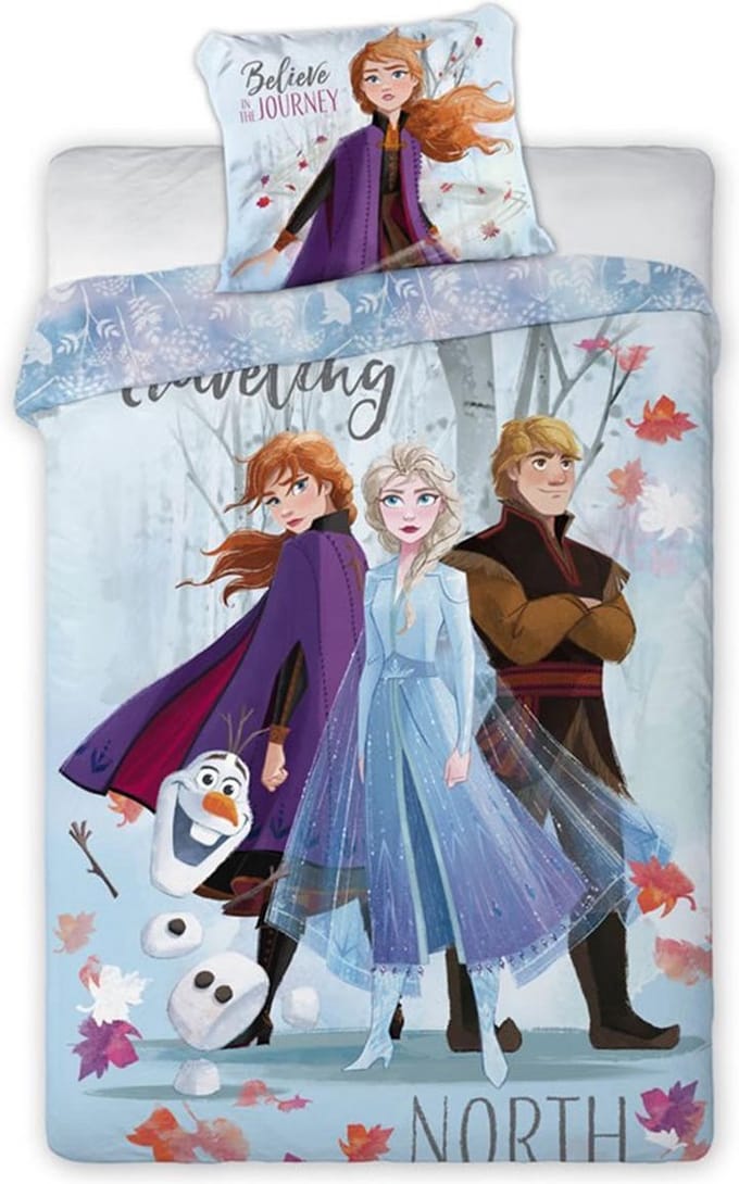 Frozen dekbedovertrek - eenpersoons - Anna, Elsa en Olaf dekbed - 140 x 200 cm.