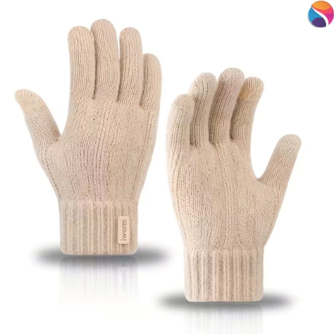 Warme Wollen Handschoenen - Unisex - Warm- Touchscreen Compatibel - Winter - Beige