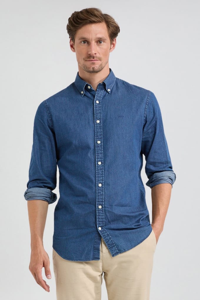 McGregor Chambray Shirt Medium Blue Größe: M | Casual hemden Outlet | Herren | Blau