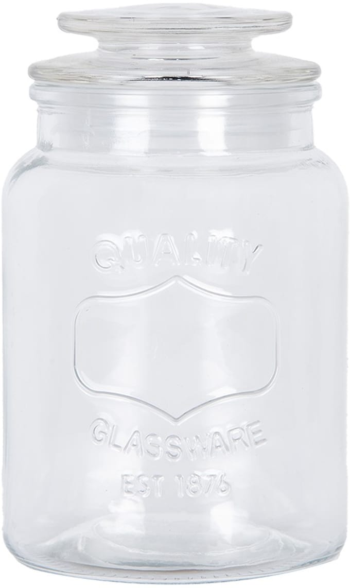 Clayre & Eef Voorraadpot Ø 11x18 cm Transparant Glas