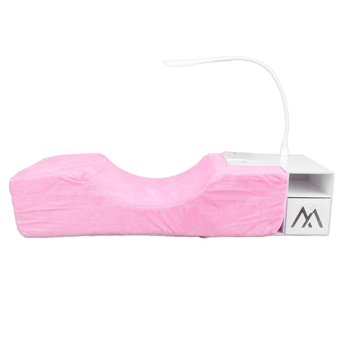 Wimper Extensions Kussen met Plank Organizer Stand 3 Helderheid LED Licht Blauwe Verlichting Roze U-Vormig pink