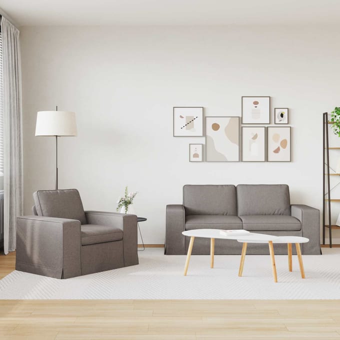vidaXL Bankstel 2 pcs Taupe 182 x 80 x 82 cm Stof