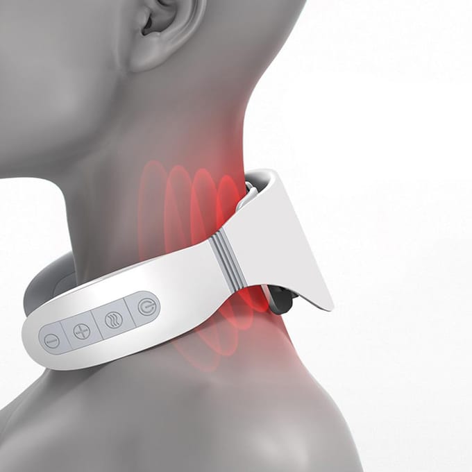 Draagbare elektrische nekmassager Cervicale stimulator voor nekontspanning Pijnbestrijding Verwarmingstherapie 5 wit