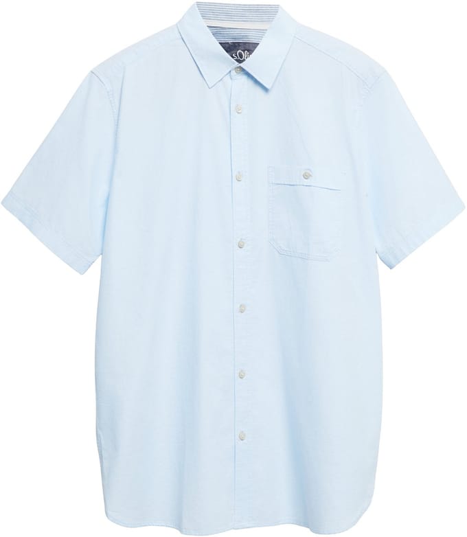 s.Oliver - male - Regular fit: fijn gestructureerd shirt met korte mouwen