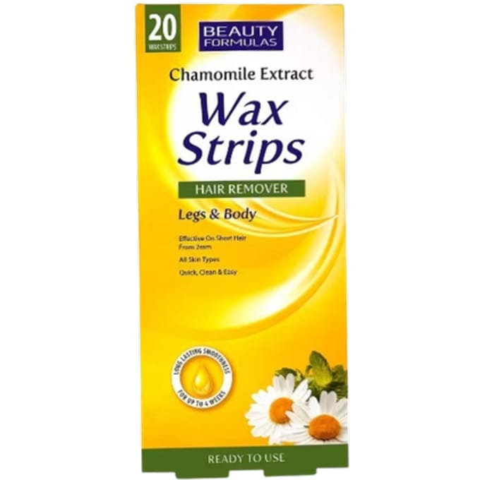 Beauty Formulas Chamomile Extract Legs & Body Hair Remover Wax Strips - 20 stuks