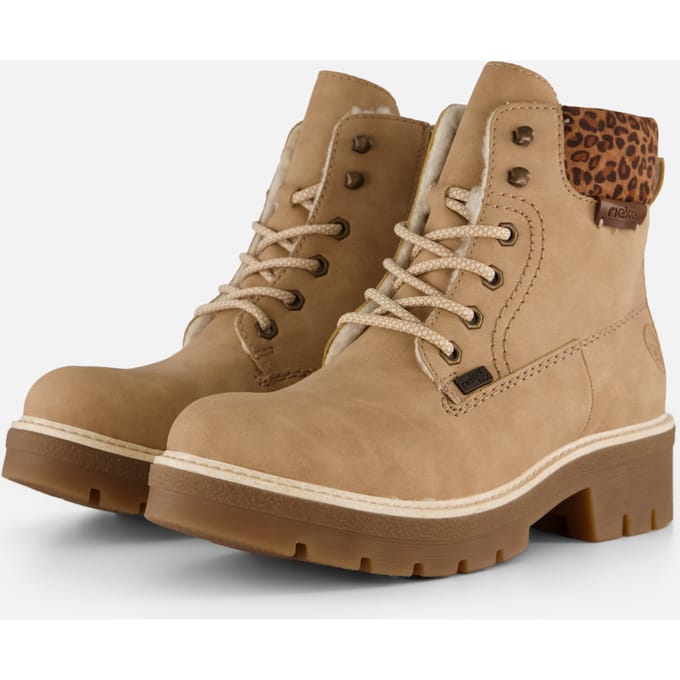 Rieker dames veterboot - Beige multi - Maat 41