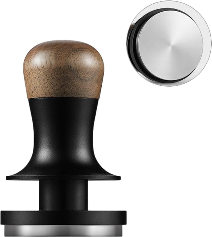 MHW-3BOMBER Flash tamper - constante druk - geluidsfeedback - walnoothout en rvs - 58.35mm - vlakke basis