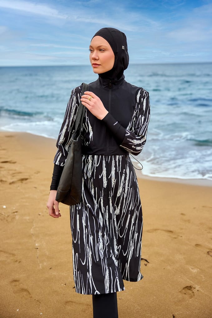 Zwarte Burkini-set met volledige dekking