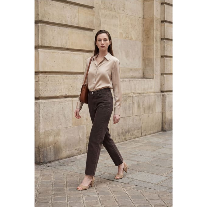 Hoge Taille Ankle Length Rechtaflopende Denim Broek