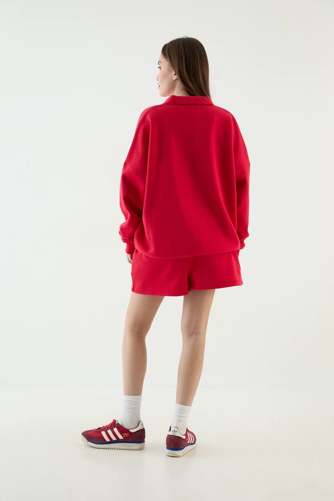 Dames Dsgn Studio Sweatshirt Met Kraag | Red | Maat: Small