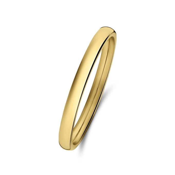 Lucardi Dames Stalen goldplated ring 2mm - Ring - Staal - Goud - 20 / 63 mm