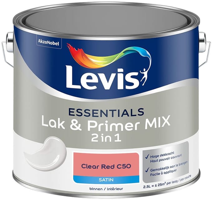 Levis - Essentials Lak & Primer Mix - Clear Red C50 - Mengverf - 2,5 L