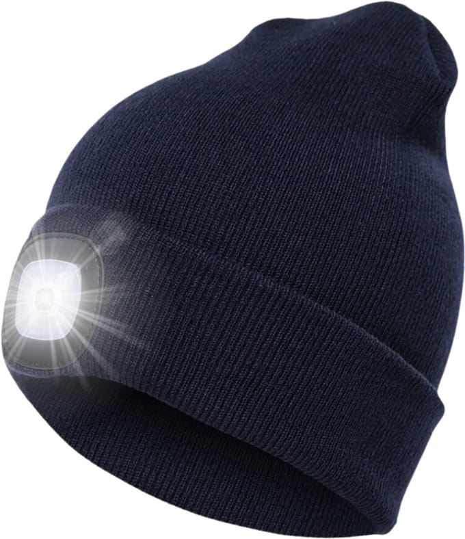 S4D® - Muts LED Verlichting - Muts Heren en Dames - Sportmutsen - Beanie Muts - Hoofdlamp - Onze Size - Blauw
