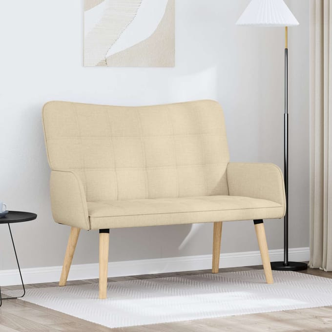 vidaXL - 2-Zits - Sofa - Crèmekleurig - 115 - x - 61 - x - 87 - cm - Stof