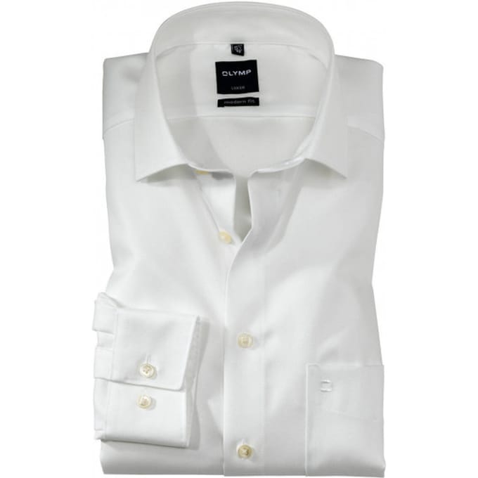 OLYMP Luxor modern fit overhemd - beige twill - Strijkvrij - Boordmaat: 44