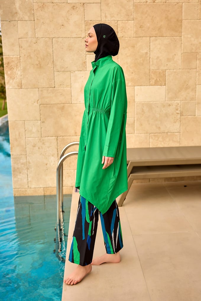 Groene hoogwaardige Burkini-set met volledige dekking
