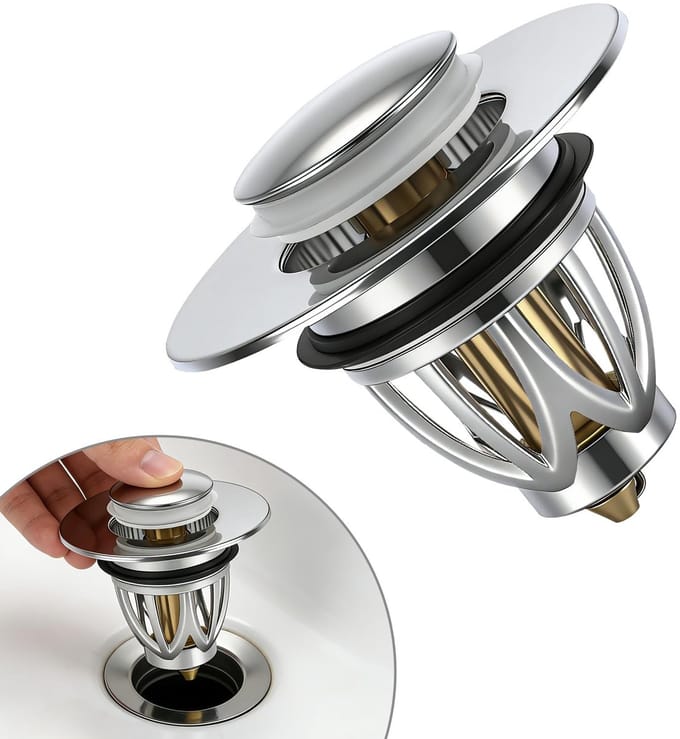 Dailygoods- Afvoerstop Pop-up - Wastafelstop - Afvoerplug - Gootsteenstop - Badstop - Koperen kern