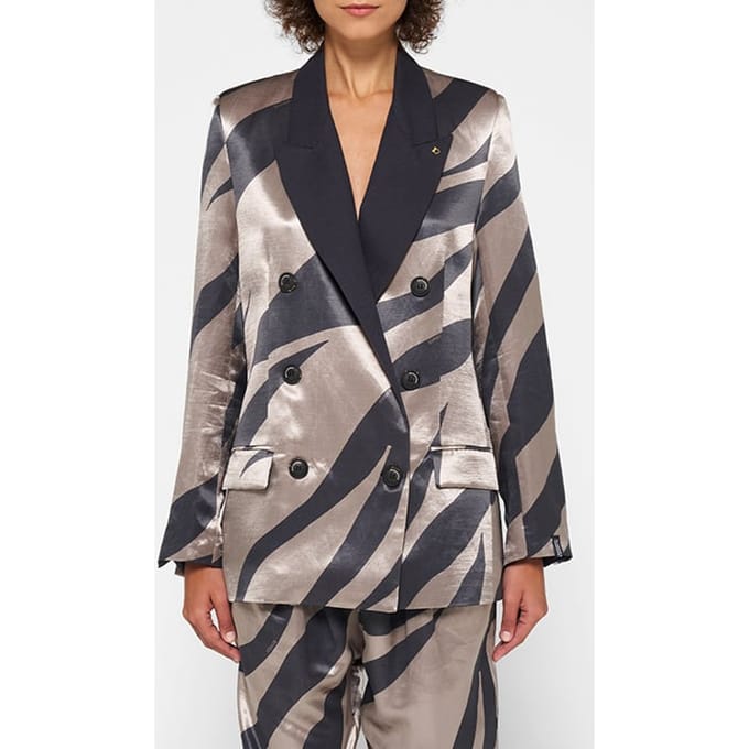 10DAYS Satin Blazer Zebra Warm Taupe Größe: M | Blazer Outlet | Damen | Schwarz