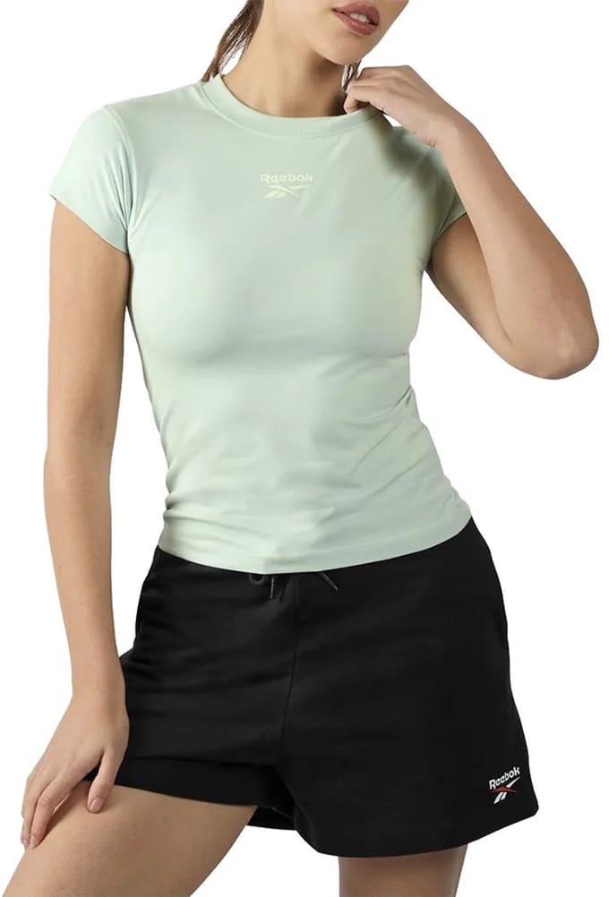 Reebok T-shirt Met Korte Mouwen Groen M Vrouw