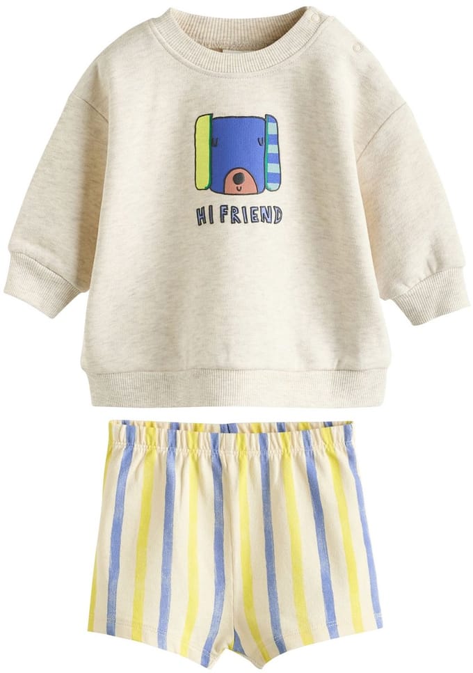 Next - Jongens - Babyset van sweatshirt en short - Grijs