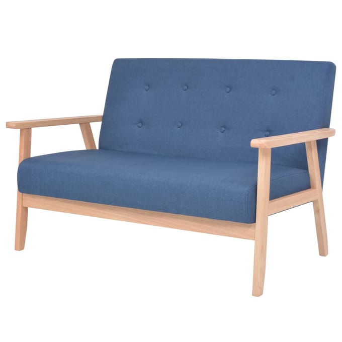 vidaXL - Tweezitsbank - stof - blauw