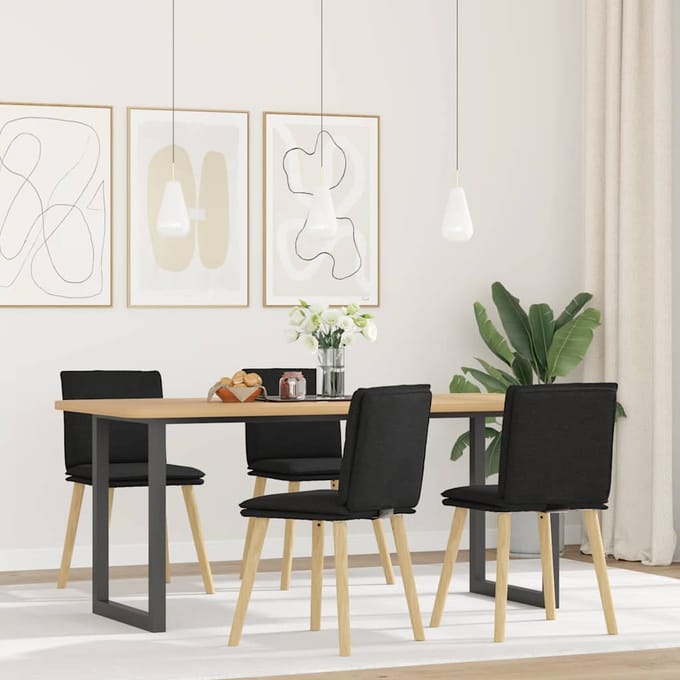 vidaXL - Eetkamerstoelen - 4 - st - stof - zwart