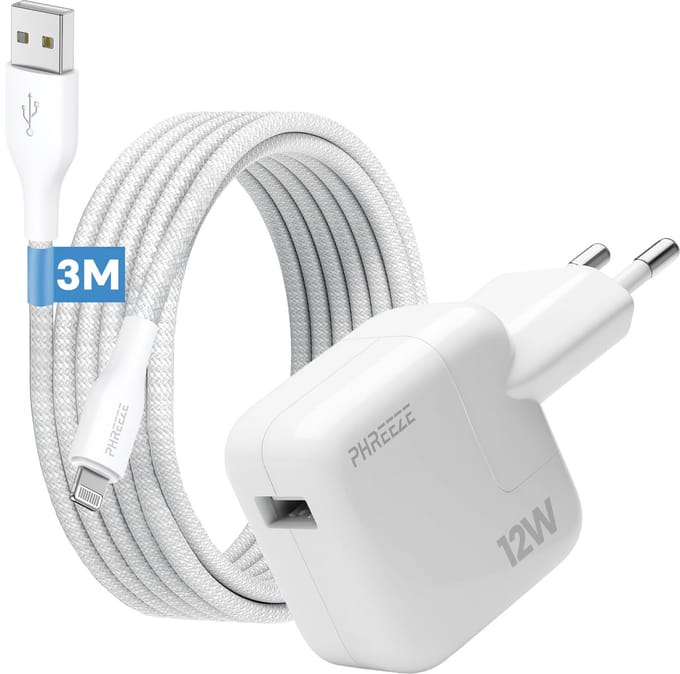 Phreeze usb stekker geschikt voor iPhone iPad met Lightning kabel 3 meter - Usb oplaadstekker en oplaadkabel