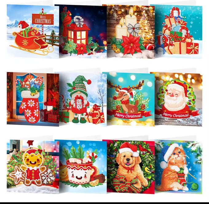 Kaarten - 13 - Kerstkaarten - Diamond painting - compleet pakket - Diamond painting by Wietske