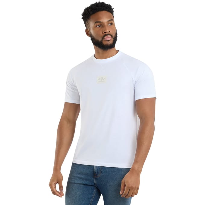 Umbro Heren Gelaagd Box Logo T-Shirt (Briljant wit)